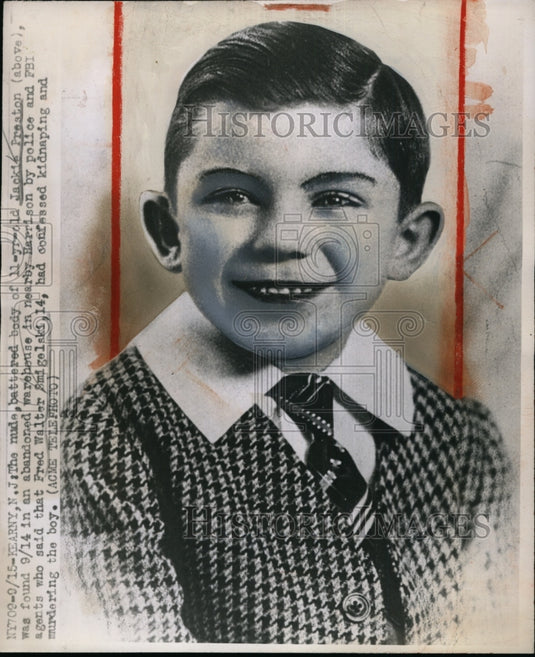 1947 Boy Jackie Preston, New Jersey Kidnapping & Murder Victim - Historic Images
