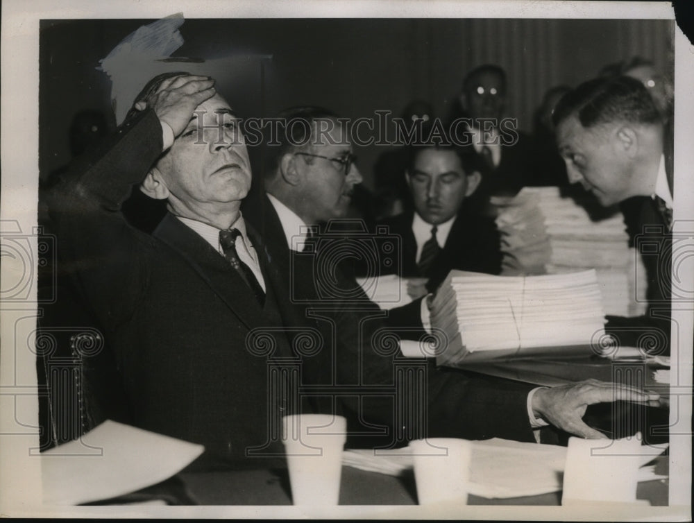 1938 Press Photo W. Jett Lauck at Railroad Wage Fact Finding Hearing, Washington-Historic Images