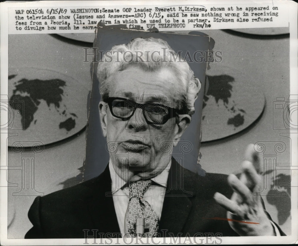 1969 Press Photo Everett M. Dirksen on "Issues and Answers" ABC TV Show - Historic Images