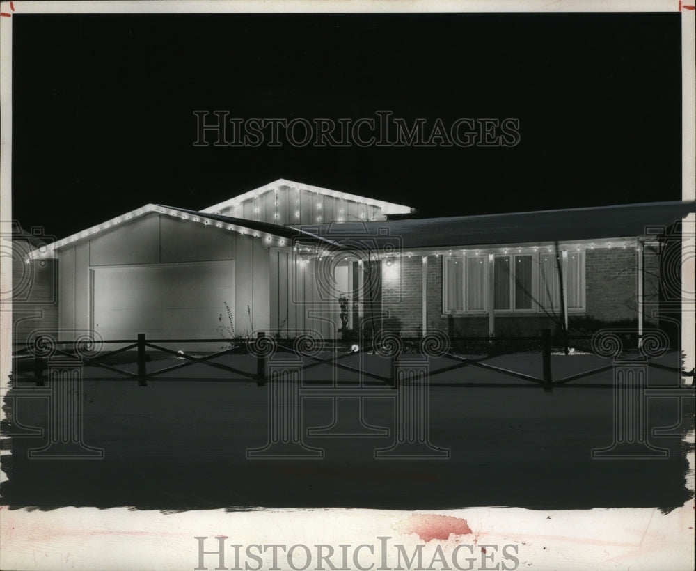 1963 House with Chrstmas Lights  - Historic Images