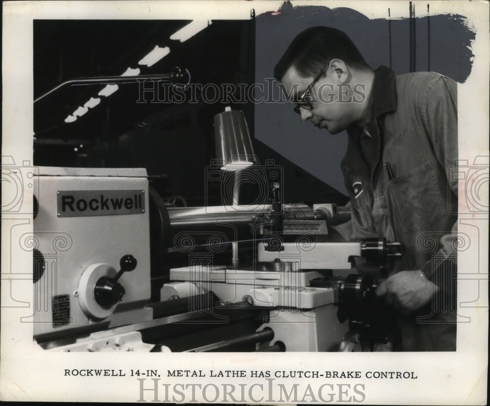 Press Photo Rockwell 14-Inch Metal Lathe with Clutch-Brake Control - neo03102-Historic Images