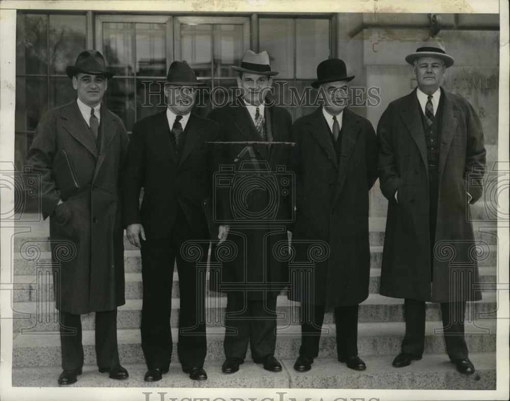 1935 Press Photo Ohio Rubber Industry Executives After Frances Perkins Meeting - Historic Images