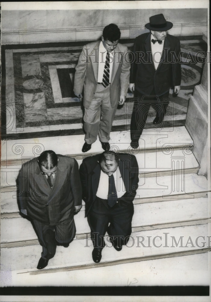 1954 Press Photo Senator Joseph McCarthy Leaving Senate Army Hearing, Washington-Historic Images
