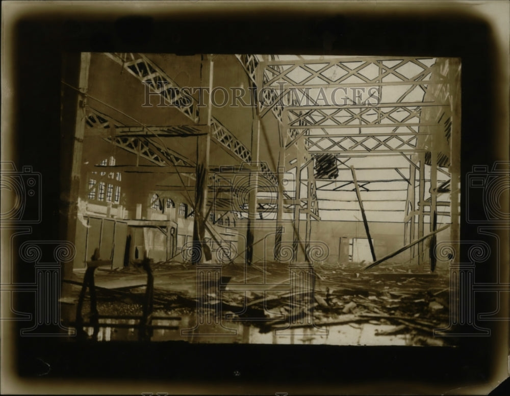 1922 Interior of ruins from fire  of Manufacturing building-Historic Images