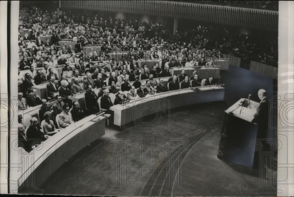 1953 Press Photo President Dwight Eisenhower Addressing United Nations - Historic Images