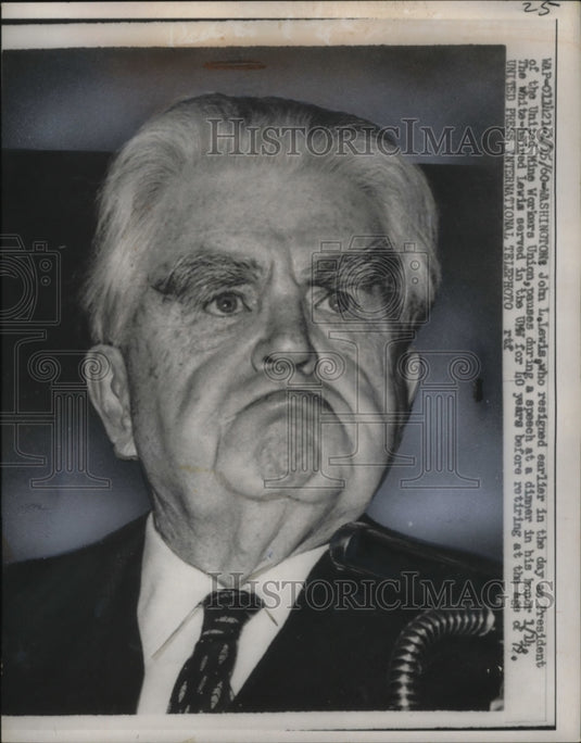1960 Press Photo John L. Lewis During Speech at Honorary Dinner, Washington D.C.-Historic Images