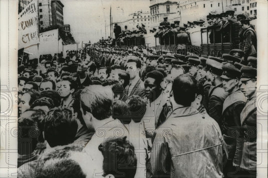 1967 Police & Soldiers keep Arab demonstrators away from U.S. Embass - Historic Images