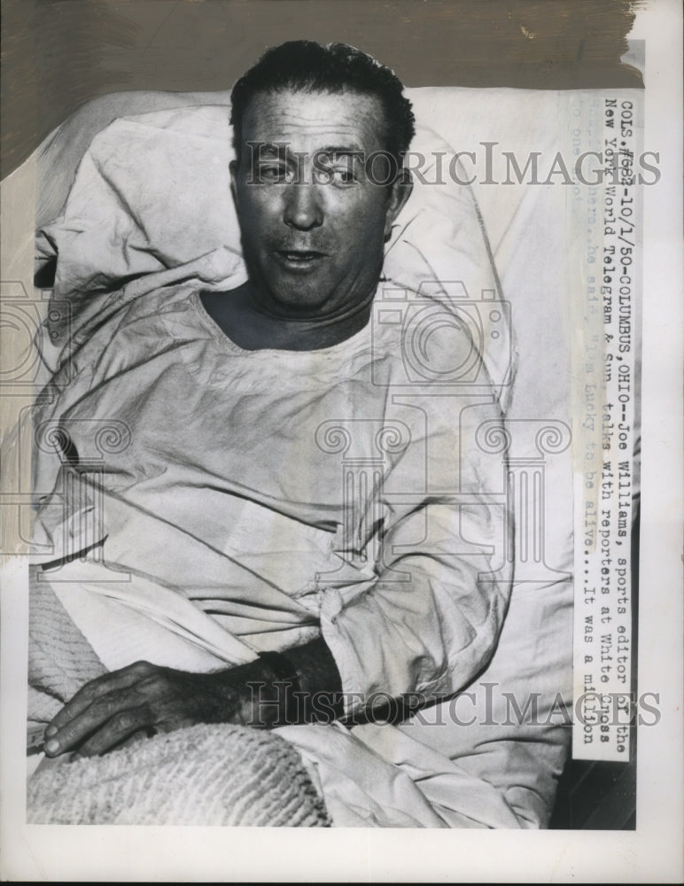 1950 Press Photo Joe Williams, Sports Editor at White Cross hospital, Columbus O-Historic Images