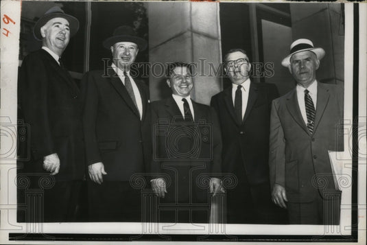 1957 Press Photo Wm. A. Lee, Joseph Diviny, James Hoffa, Enar O. Mohn. Thomas-Historic Images