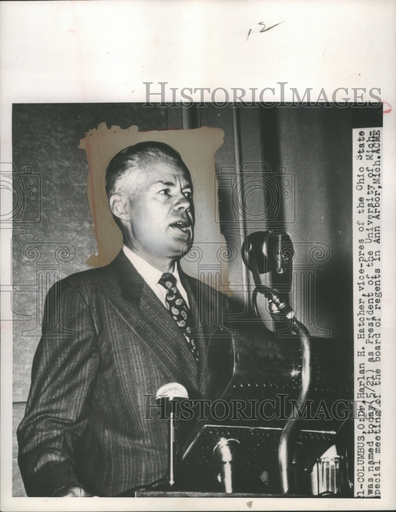 1951 Press Photo Dr. Harlan H. Hatcher, President University of Michigan - Historic Images