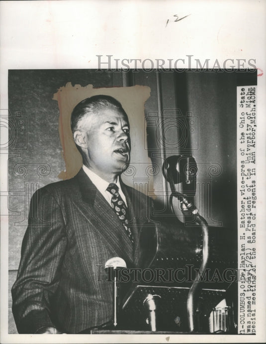 1951 Press Photo Dr. Harlan H. Hatcher, President University of Michigan - Historic Images