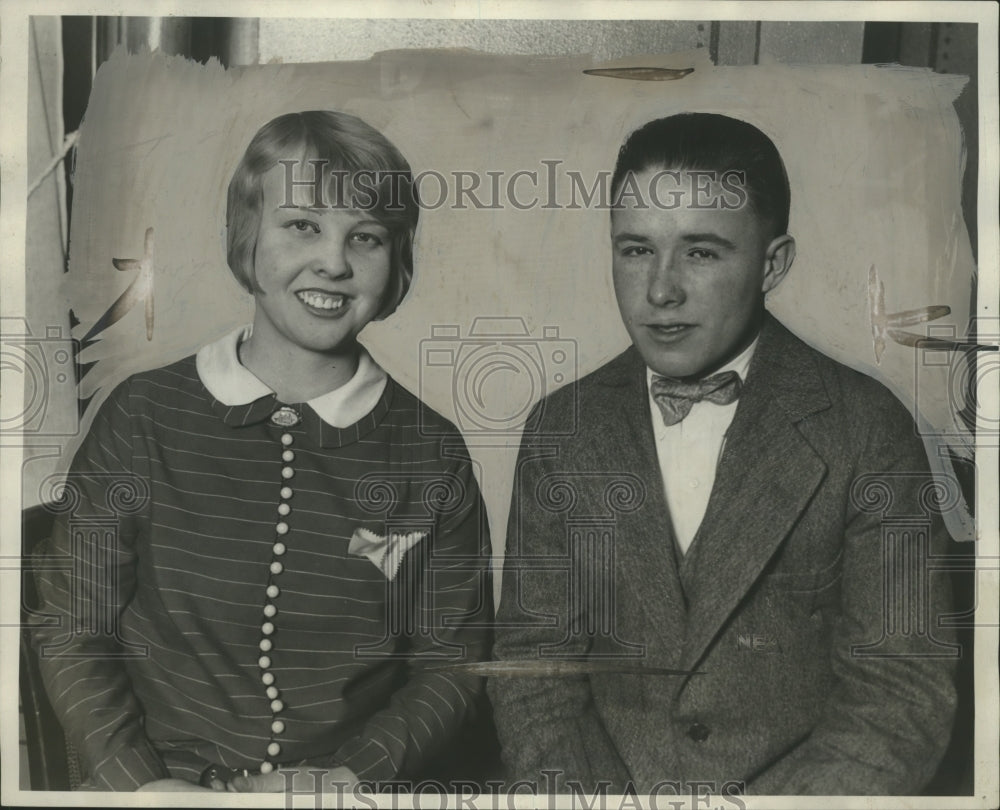 1928 Press Photo Thelma Svarstad of South Dakota, William Tohras of Michigan - Historic Images