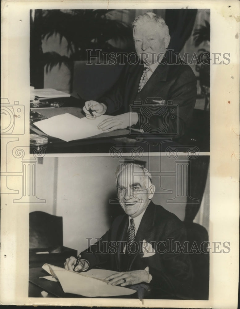 1936 Press Photo John Nance Garner &amp; Speaker Joseph Byrns signing Bonus Bill - Historic Images