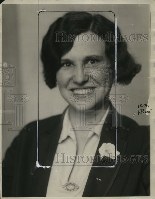 1927 Press Photo Myrtle Habelman with a flower on her lapel - Historic Images