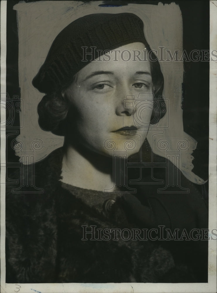 1933 Press Photo Priscilla Wittl, Girlfriend of Earle J. Wynekoop of Chicago - Historic Images
