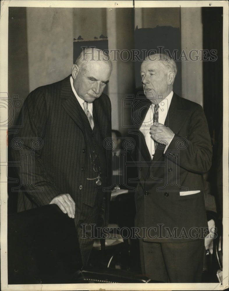 1933 Press Photo JP Morgan banker & Thomas Lamont partner at a DC hearing - Historic Images