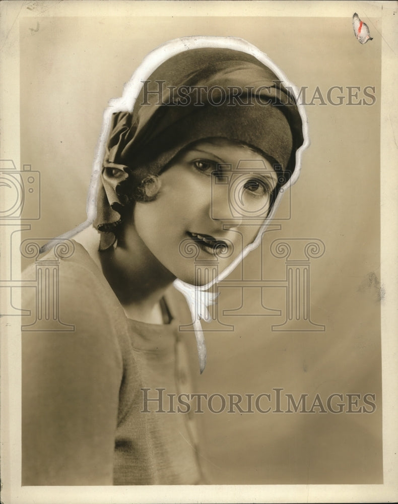 1928 Press Photo Easter Hairline Hat in felt with satin ribbon Liz Frances Clyve-Historic Images