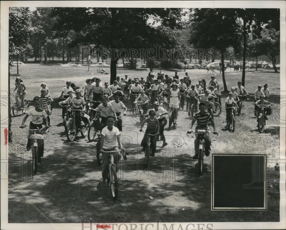 1951 Press Photo Garfield Heights, Ohio Bike Brigade Kids - neo13810-Historic Images