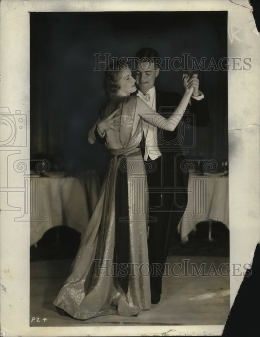 1935 Press Photo Silk Moire Dress Fashion for International Silk Guild-Historic Images