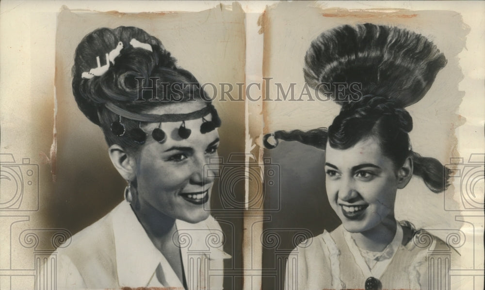 Press Photo &quot;Futuristic, Non-Objectivism&quot; Hairdos at New York Show - Historic Images