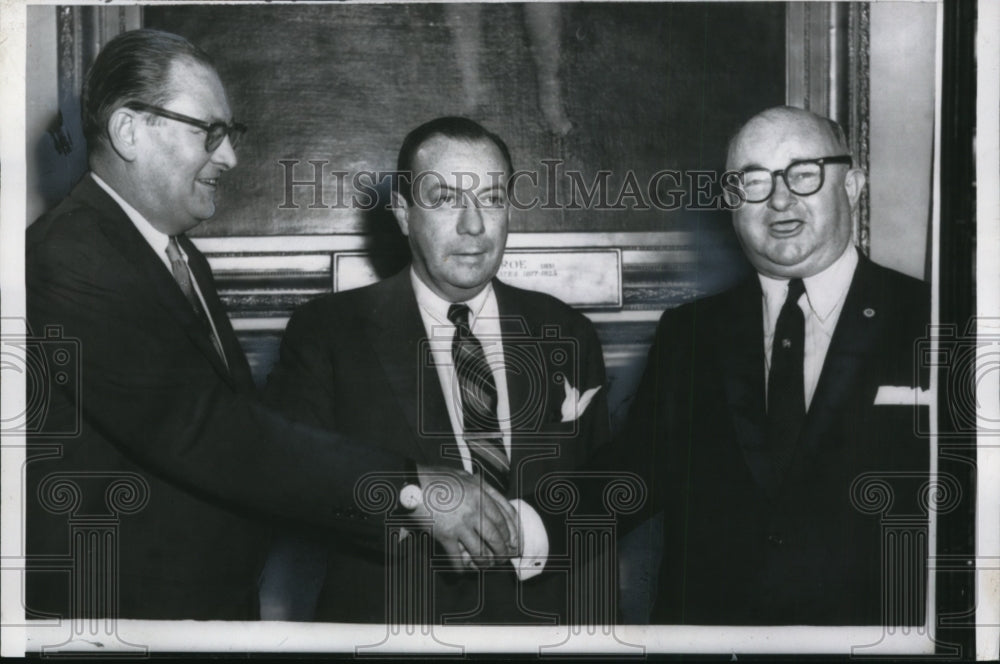 1957 Press Photo NY Mayor Robert Wagner, Charles Patterson, Mike Quill - Historic Images