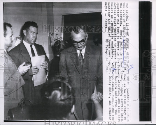 1965 Press Photo Woody Smith Challenges Wayne L. Morse's Vote in Election-Historic Images