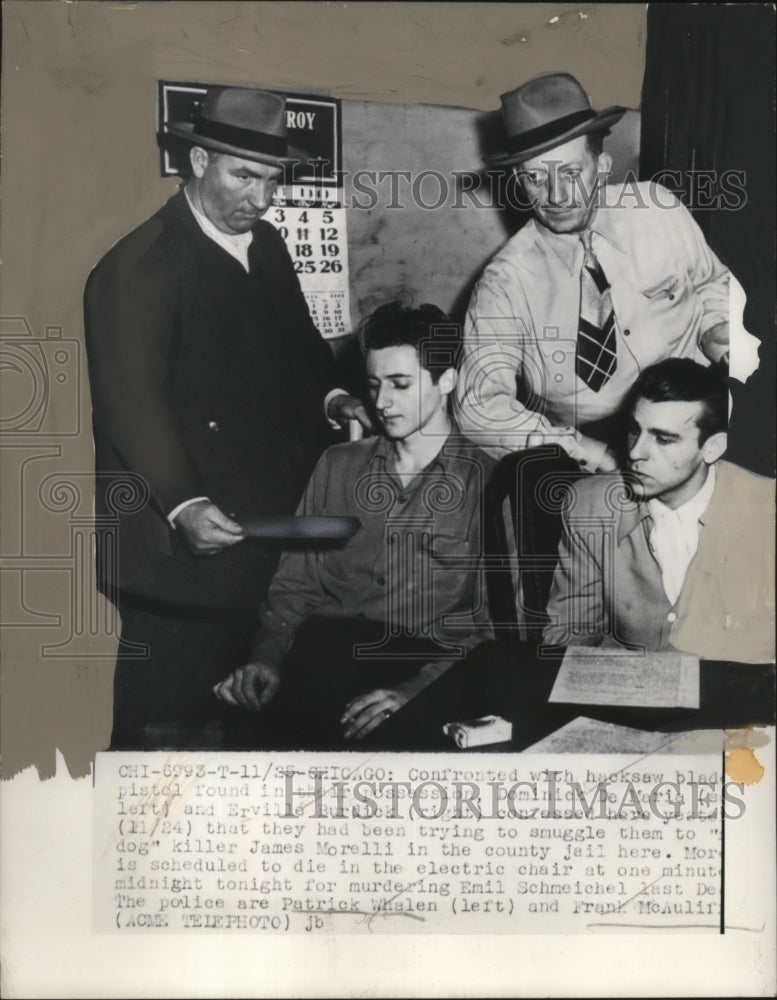 1949 Press Photo DeMaria L &amp; Burnick R Confesses to Police Whalen &amp; McAuliff-Historic Images