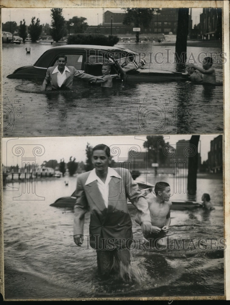 1953 Press Photo Jack Norton of Minneapolis MN drove car into floods while drunk - Historic Images