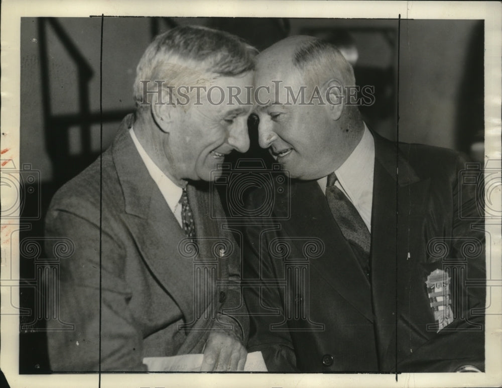 1936 Press Photo Sen Mc Adoo & Chairman Farley Conferring at Convention Hall-Historic Images