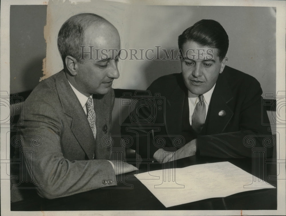 1933 Press Photo Albert Puelicher, Charles Ellery, American Institute of Banking - Historic Images