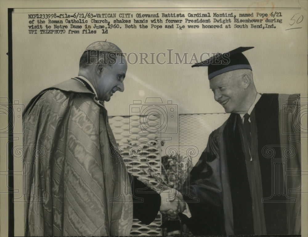 1963 Press Photo Giovanni Battista Cardinal Montind, New Pope, & Eisenhower-Historic Images