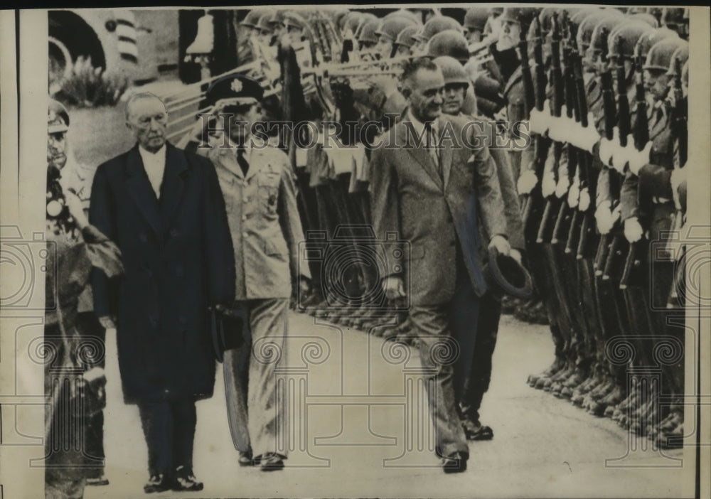 1961 Press Photo VP Lyndon Johnson & W German Chancellor Konrad Adenauer-Historic Images