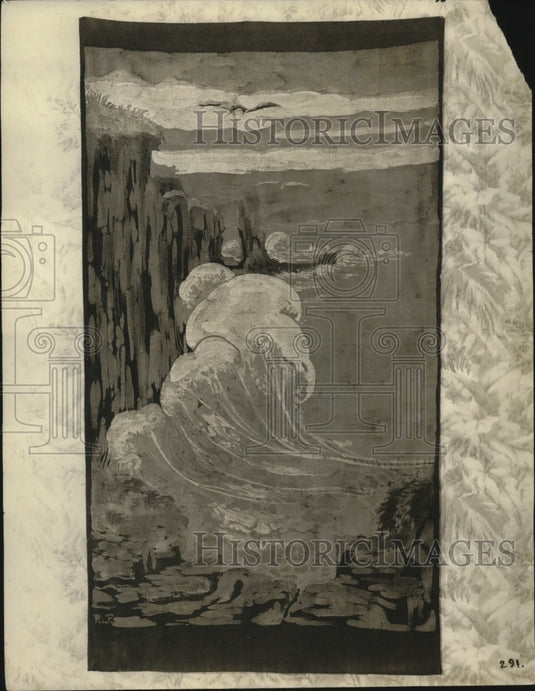 1920 Press Photo Pieterr Mijer painting called The Storm of waves - Historic Images