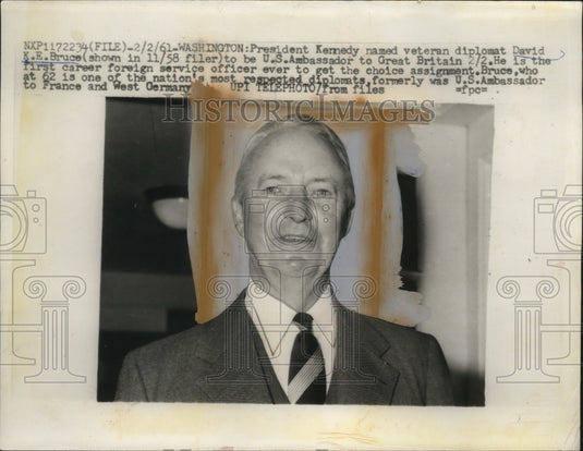 1961 Press Photo David K.E. Bruce named U.S. Ambassador to Great Britain-Historic Images