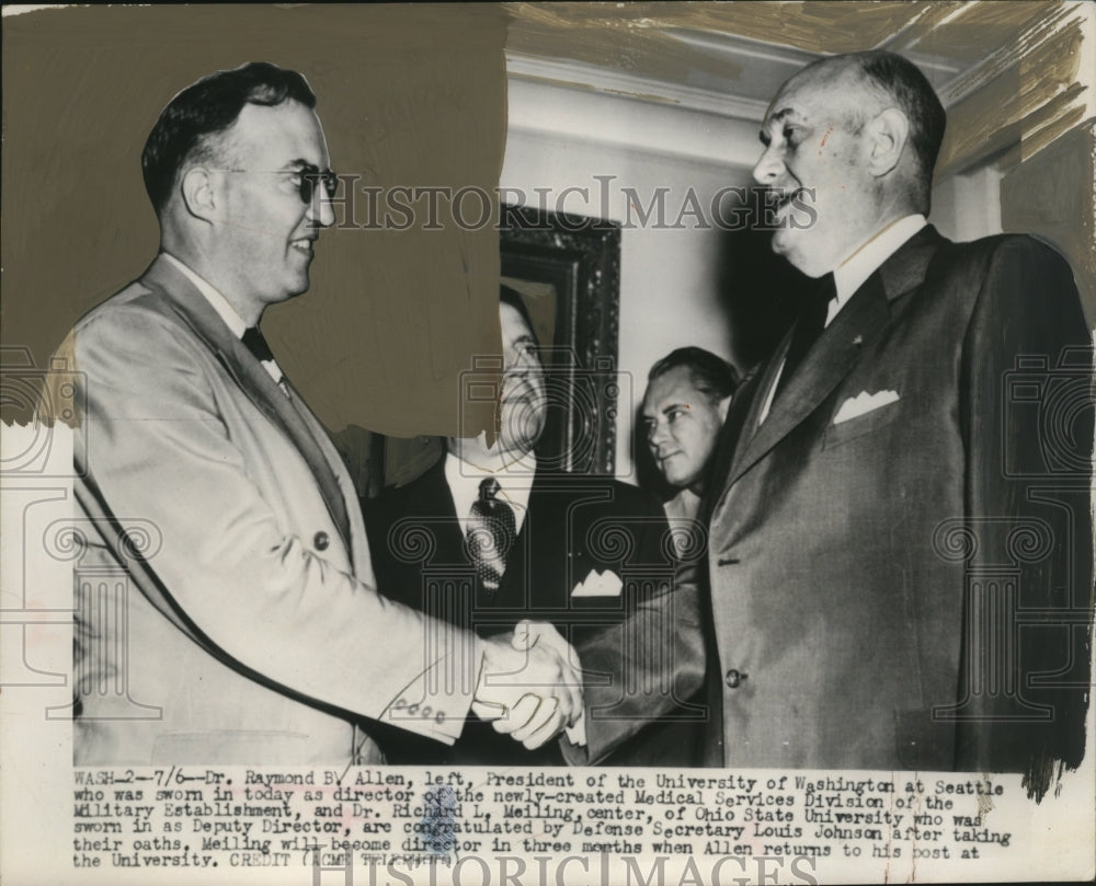 1949 Press Photo Dr. Raymond Allen, Dr. Richard Meiling of University Washington-Historic Images