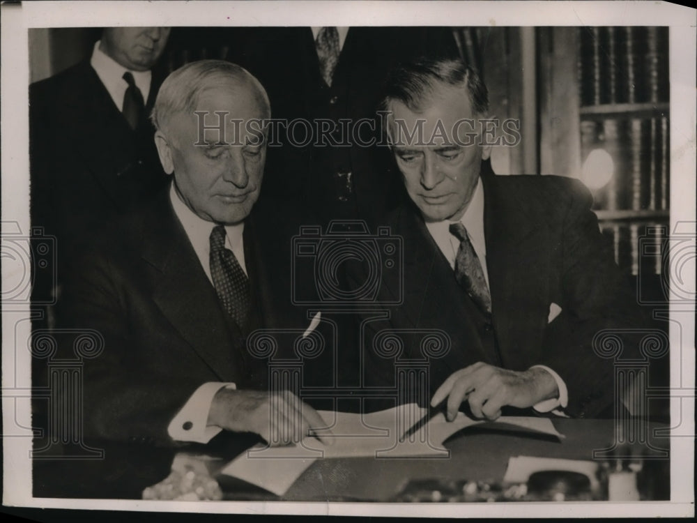 1936 Press Photo Secretary of State Cordell Hull, Senator Key Pittman - Historic Images