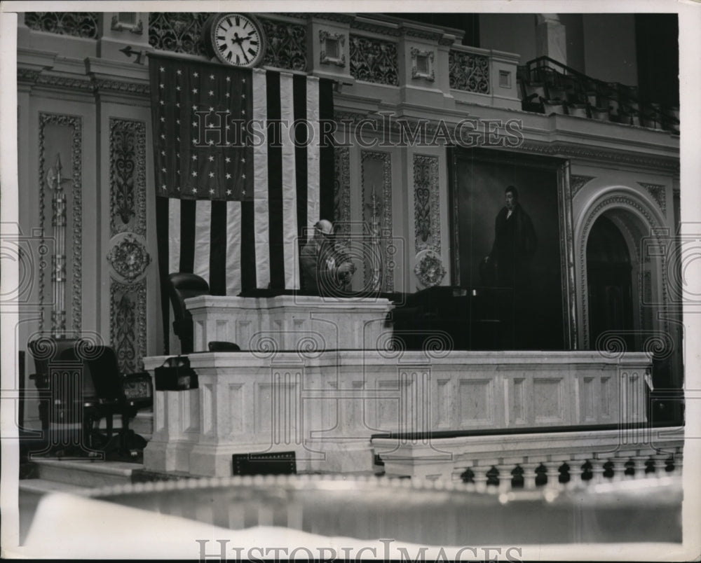 1938 US flag at House Chambers for opening of Congress  - Historic Images