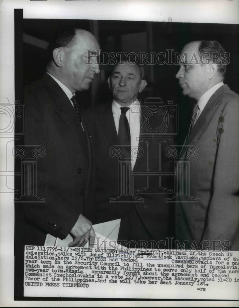 1956 Vaclay Davis of Czech UN delegation with Josef Ullrich - Historic Images