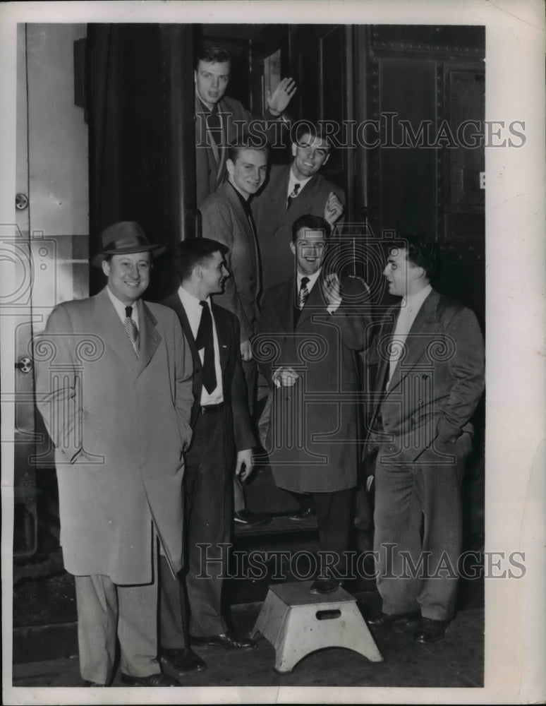 1949 Press Photo Phils members Frank Powell, Charlie Bicknell, R McDonnell-Historic Images