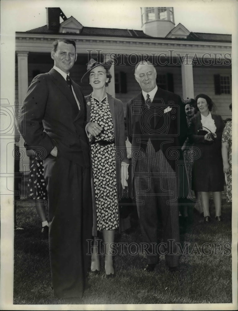 1939 Press Photo Danish Crown Prince Frederick, Princess Ingrid &amp; Otto Wadsted-Historic Images