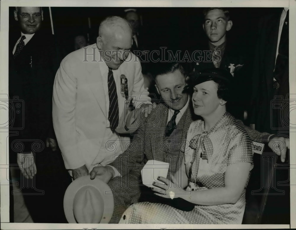 1936 Press Photo Jim Early, Roy Branum, Mrs M Banning at GOP Convention - Historic Images