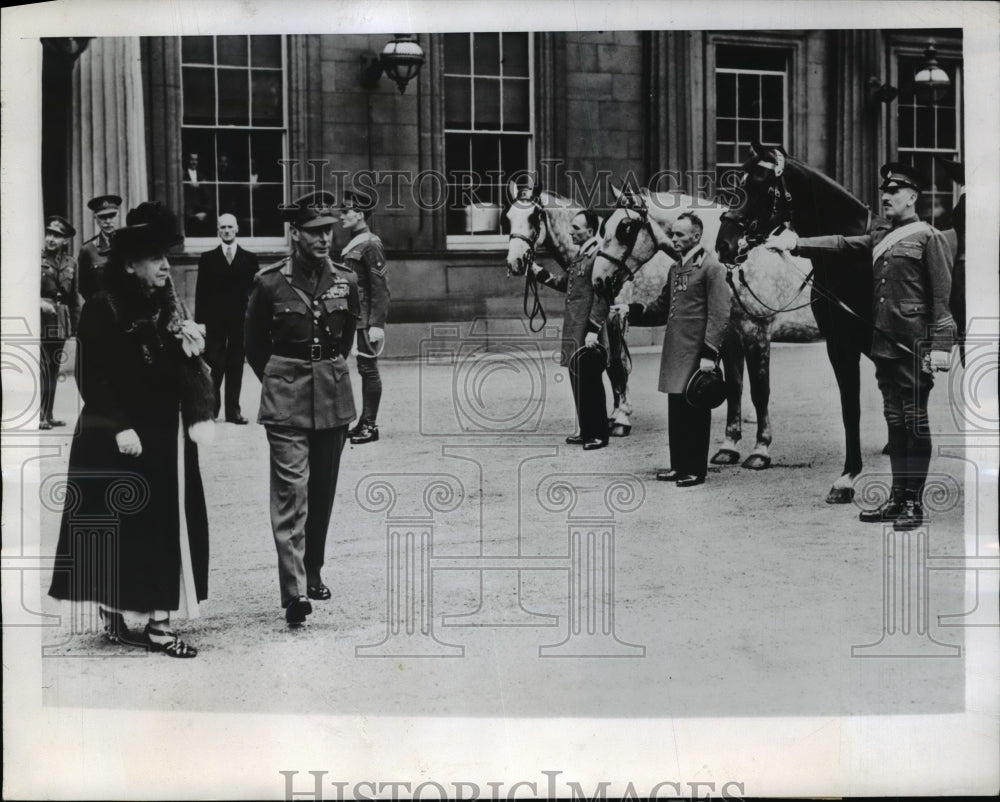 1946 Press Photo King George, Queen Wilhelmina of Netherlands in London- Historic Images