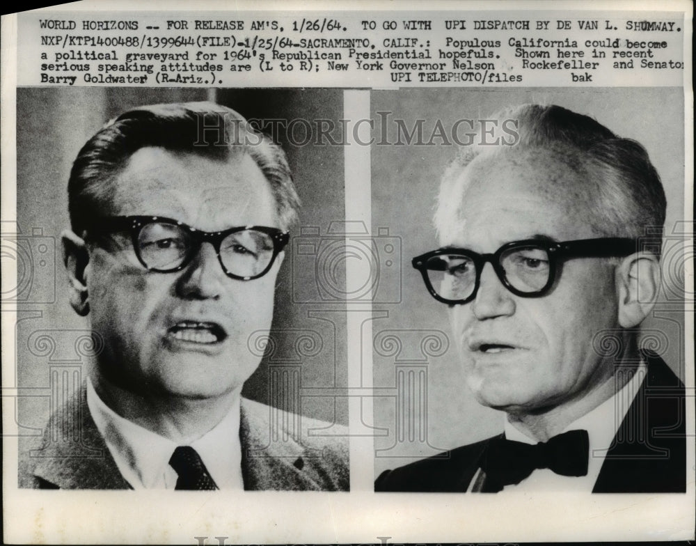 1964 GOP President candidates Nelson Rockefeller, Barry Goldwater - Historic Images