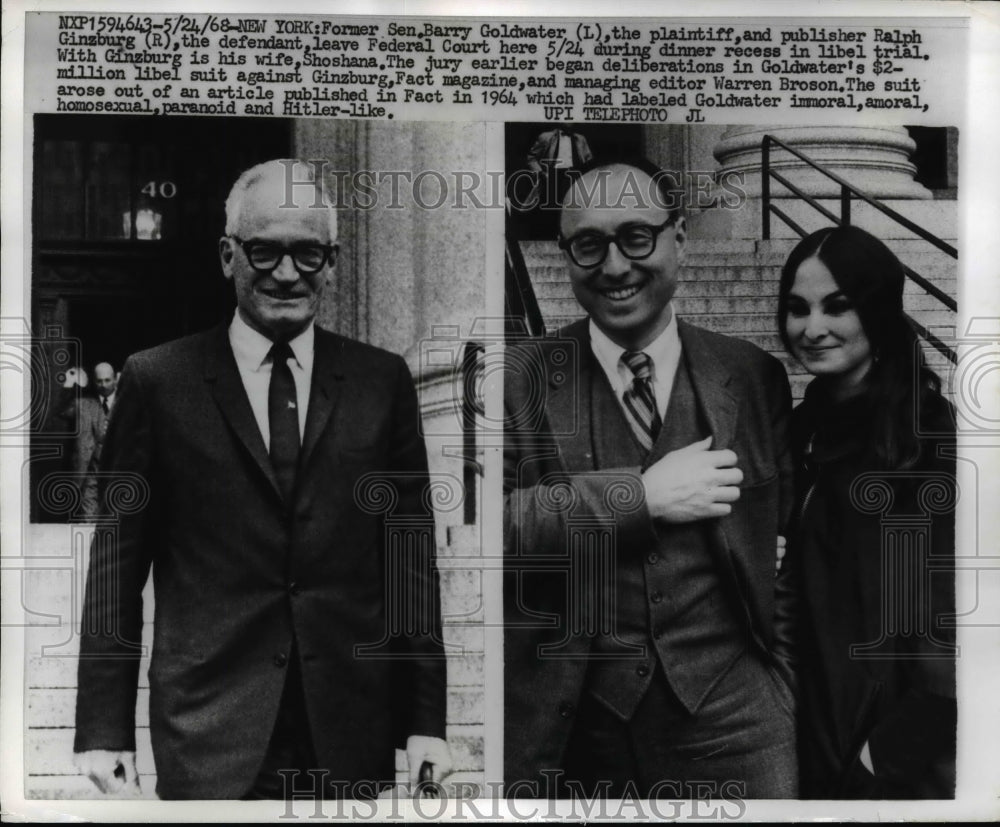 1968 Press Photo Ex AZ Senator Barry Goldwater, publisher Ralph Ginsburg-Historic Images