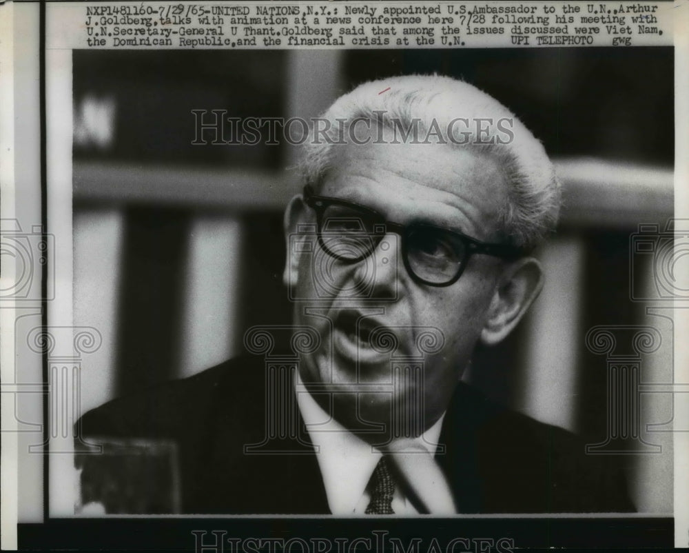 1965 Press Photo US Ambassador to UN Arthur Goldberg in NY - nep02915-Historic Images