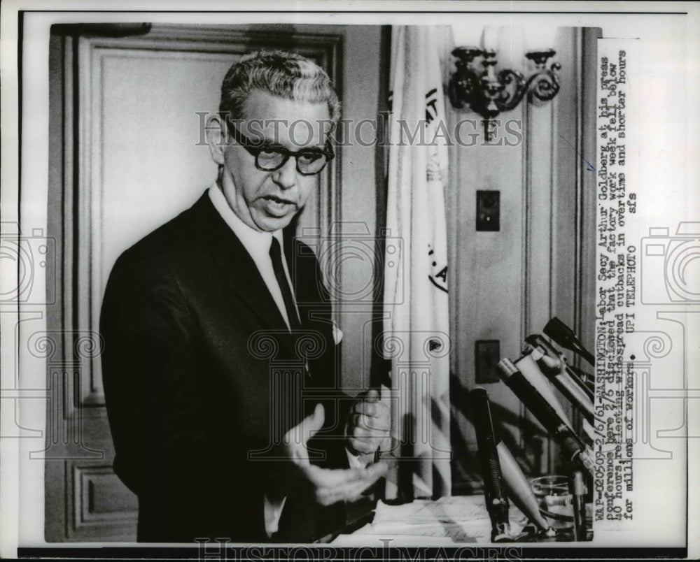 1961 Labor Secretary Arthur Goldberg in Washington DC  - Historic Images