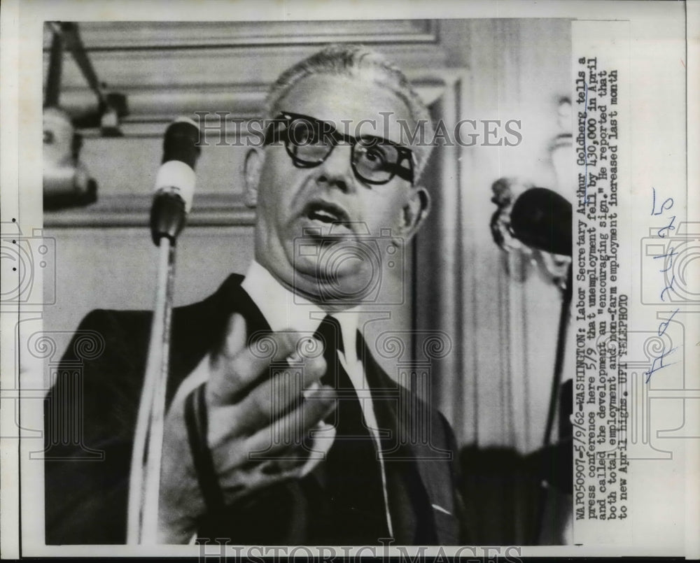 1962 Labor Secretary Arthur Goldberg in Washington DC  - Historic Images