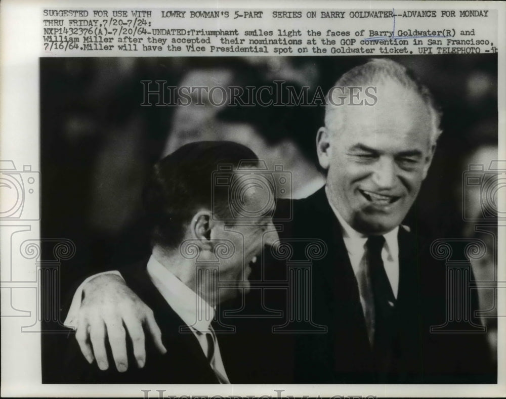 1964 Press Photo Barry Goldwater, William Miller run for President & VP-Historic Images