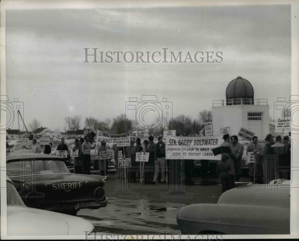 1959 Crowds greet Senator Barry Goldwater at Peoria Illinois - Historic Images