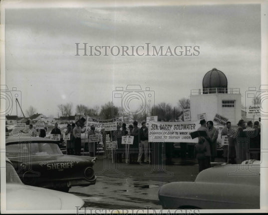 1959 Crowds greet Senator Barry Goldwater at Peoria Illinois - Historic Images